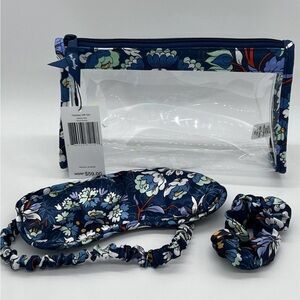 Vera Bradley Floral Burst Gift 3pc. Accessory Set Scrunchie Mask & Clear Pouch